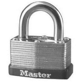 Padlock, Laminated Steel Warded Lock, 1-3/4 in. Wide by Master Lock – 1 Pack, Plastic, Silver, Model 500D