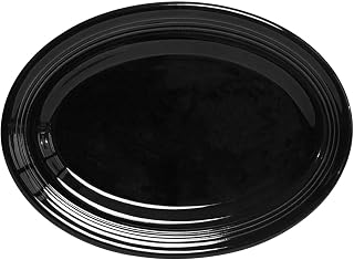 Tuxton China CBH-096 Platter, 9-3/4" x 6-1/2", Oval, Wide Rim, Microwave and Dishwasher Safe, Oven Proof, Fully Vitrified, Ceramic, Concentrix, Black, Pack of 24