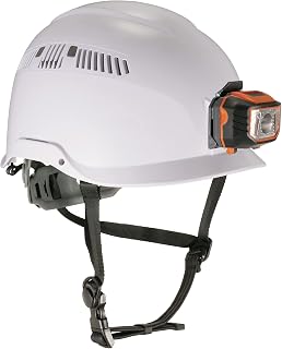 Ergodyne Skullerz 8975LED Vented Safety Helmet with Light, Class C Hard Hat,Padded Sweatband and Top Pad Included