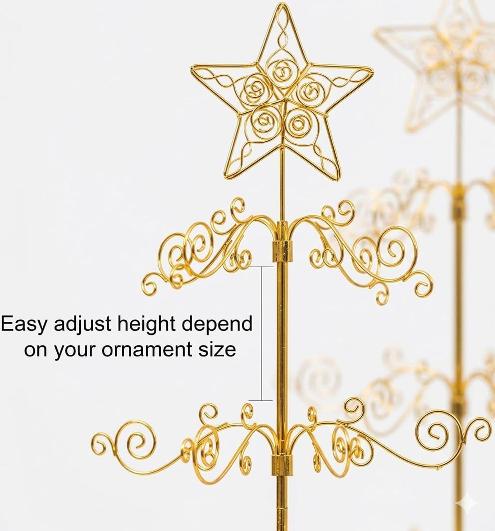 Hohiya Rotating Ornament Tree Display Stand, 24 Inch, Gold