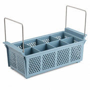 8 Compartment Half Size Flatware Rack with Handles by Glownary – Polycarbonate, Gray, Model 274rkfltwhg