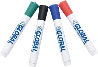 Global Industrial Dry Erase Marker, 4 Pack (Green, Black, Blue, Red)