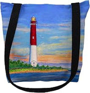 Betsydrake TY181G 18 x 18 in. Barnegot Lighthouse, NJ Tote Bag - Large Black