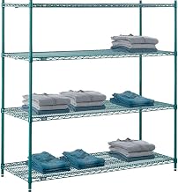 Nexel 5 Tier Wire Shelving Starter Unit, 60" W x 21" D x 74" H, Green Epoxy Finish