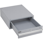 Stacking Workbench Drawer with Cylinder Lock and by Global Industrial – 20"L x 17.25"W x 6"H, Alloy Steel, Grey, Model 606957GY