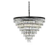 Josephine 29 Light Chandelier Black by Lighting Design – Iron and Crystal, Black