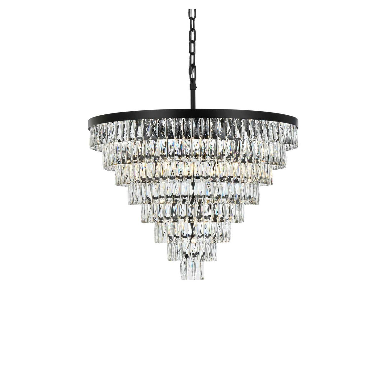 Josephine 29 Light Chandelier Black by Lighting Design – Iron and Crystal, Black