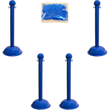 Plastic Stanchion Kit by Mr. Chain – 17"L x 17"W x 41"H, Hdpe With Uv Inhibitors, Blue, Model 71306-4