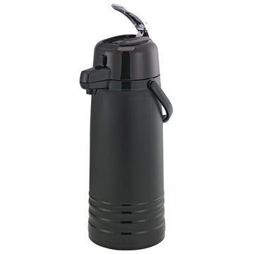 Eco-Air Airpot with Lever by Service Ideas – 74.4 Ounces, 2.2 liters, Glass, Ribbed Matte Black, Model ECAL22PBLMAT