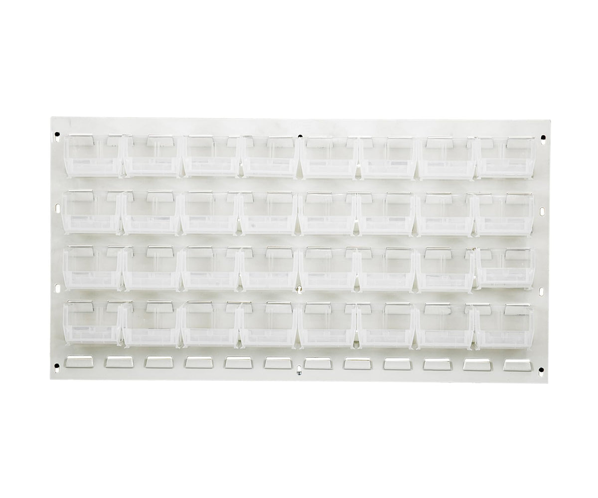 QUANTUM STORAGE SYSTEMS Clear / 7-1/3" x 4-1/8" x 3" (Bin Size) / Oyster White Panels Open Storage Bins