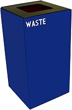 Witt Industries 28GC03-BL GeoCube Recycling Receptacle with Waste Opening, Steel, 28 gal, Blue