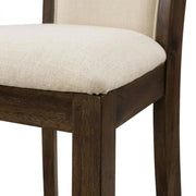 Solid Wood Linen-Upholstered High-Back Dining Chairs Set of by Furnifact – Wood, Light Beige, Pack of 2