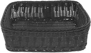 HUBERT Wicker Storage Basket, Black - 14"L x 12 3/4"W x 4"H