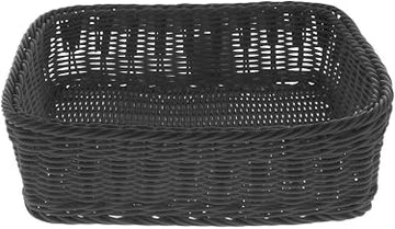 HUBERT Wicker Storage Basket, Black - 14"L x 12 3/4"W x 4"H