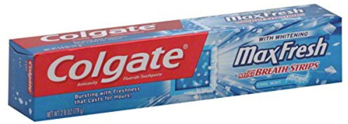Max Fresh with Mini Breath Strips Whitening Cool Mint Toothpaste 6 oz by Colgate – 12 Ounce (Pack of 1), Model 76452