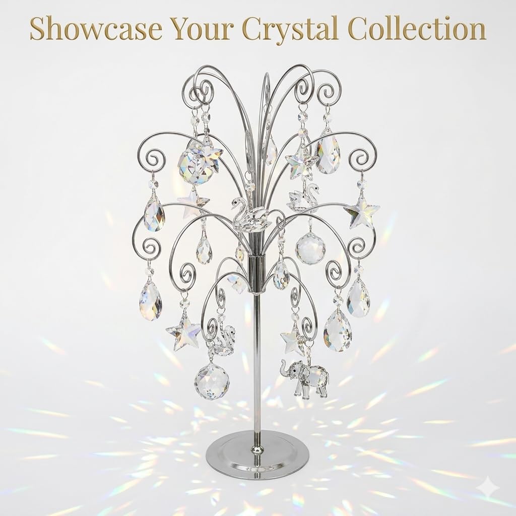 HOHIYA Metal Ornament Tree Stand, 20 Inch Height, Silver
