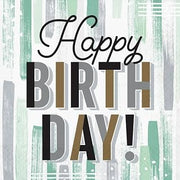 Creative Converting Minted Milestone Chocolate Chip Mint "Happy Birthday" Napkins, 16 Count