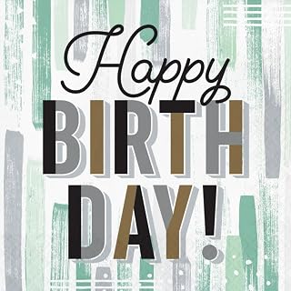 Creative Converting Minted Milestone Chocolate Chip Mint "Happy Birthday" Napkins, 16 Count