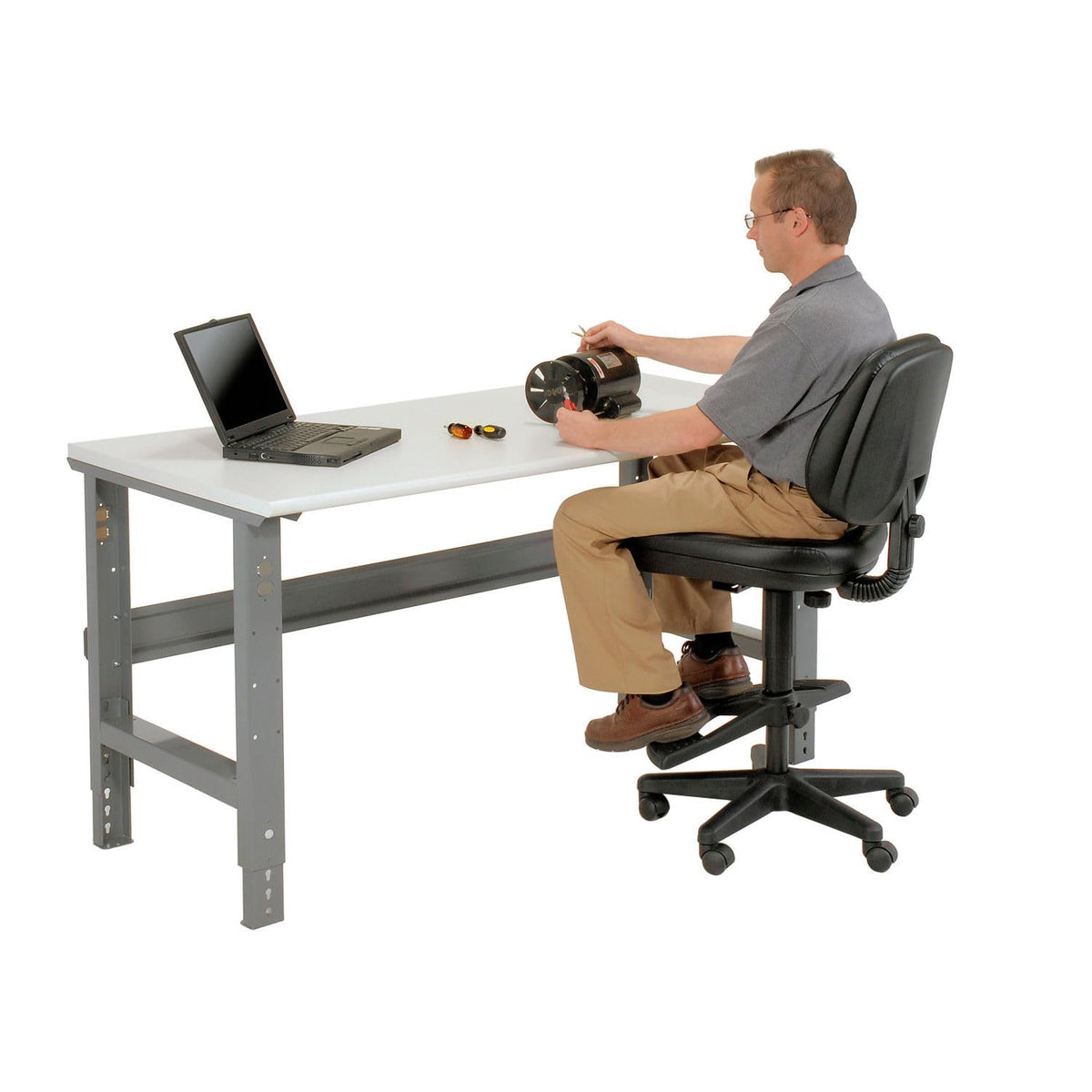 Adjustable Height Workbench C-Channel Leg by Global Industrial – 36"L x 72"W x 3"H, Steel, Gray, Model 250227