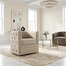 Starlight Canyon Home Cream Swivel Lounge Chair, Multi Capstone Pattern, Comfortable Stylish Seating, 28.5" Height, 29.5" Width, 31.5" Depth