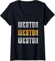 Womens Weston Name Vintage Retro Birthday V-Neck T-Shirt