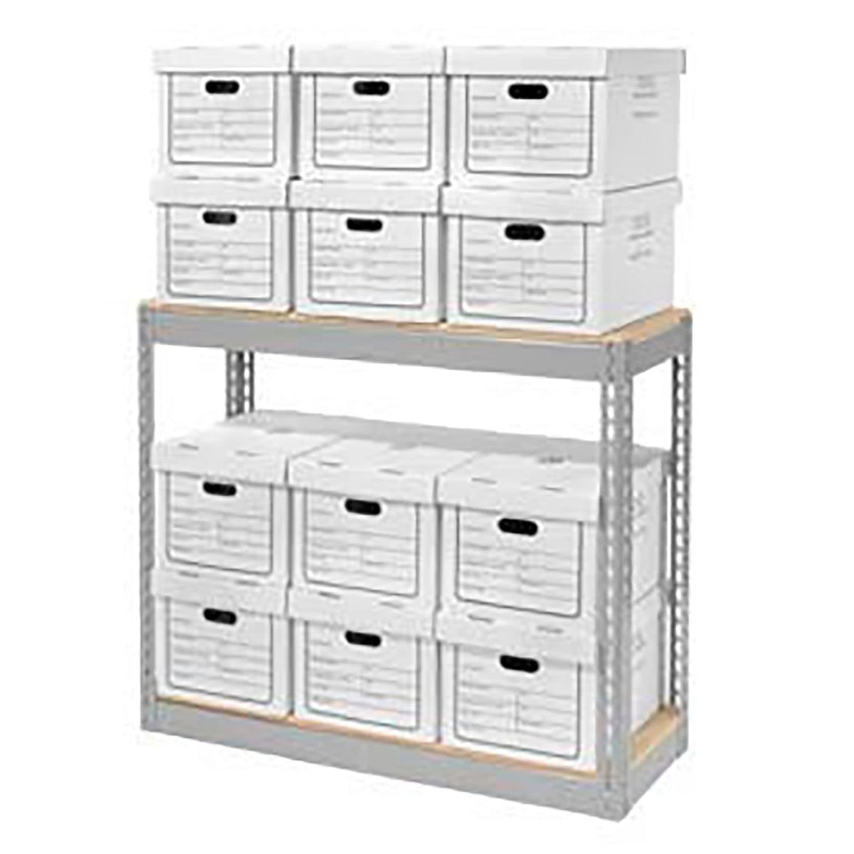 Record Storage with Boxes 42" W x 15" D x 36" H by Global Industrial – Alloy Steel, Grey, Model 716875