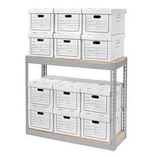 Record Storage with Boxes 42" W x 15" D x 36" H by Global Industrial – Alloy Steel, Grey, Model 716875