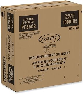 Dart 3.5 oz Clear Plastic Two-Compartment Cup Insert, PF35C2 (1,000 Count)
