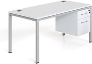 Boss Office Products Simple System Single Desk with Pedestal, 71" x 30", White