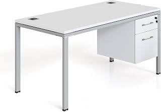 Boss Office Products Simple System Single Desk with Pedestal, 66" x 30", White