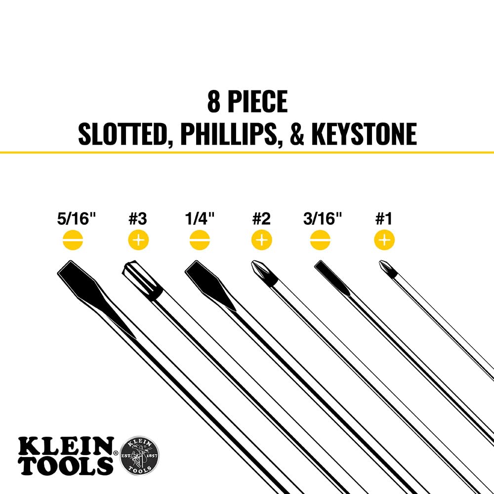 KLEIN TOOLS 8-Piece Screwdriver Set / One Size / Black Screwdriver Sets