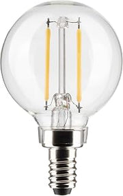 Satco S21200 3W Small G16.5 LED Filament Globe Light Bulb, Clear, E12 Candelabra Base, 2700K Warm White, 200 Lumens, 120V, Wet Location, 90 CRI, Dimmable (24 Pack)