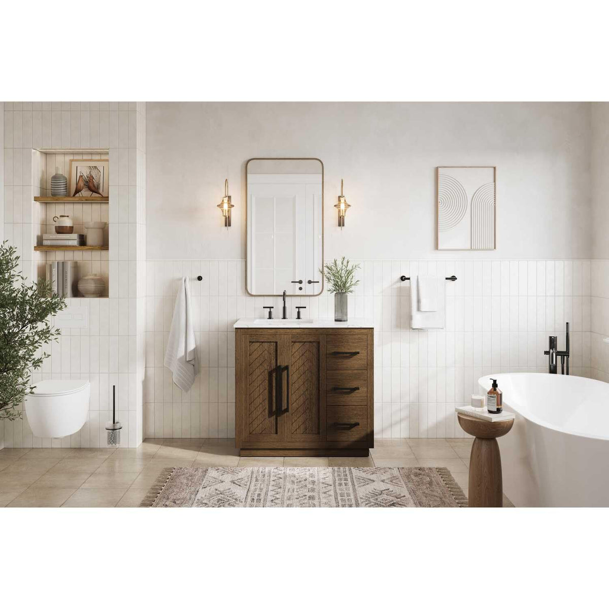 Chase Bathroom Vanity Hazel Oak by Lighting Design – Wood, Hazel Oak, Model VF29036HO