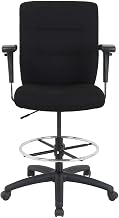 Global Industrial Drafting Stool, Fabric, Black, Adjustable Arms, High Back