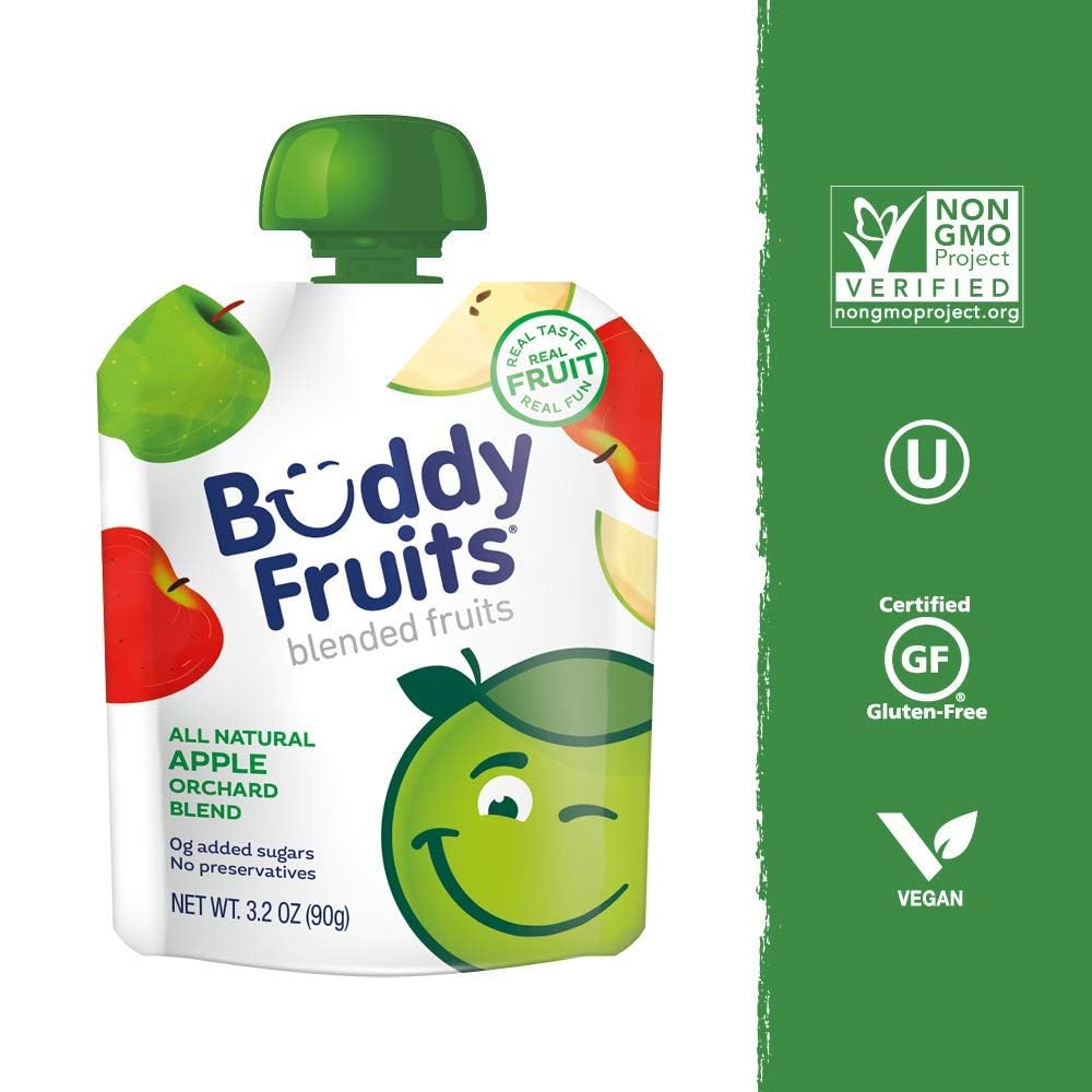 Buddy Fruits Apple / 3.2 Ounce (Pack of 18) / White Applesauce