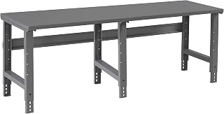 Tennsco WBA-1-3096S-MGY Adjustable Leg Workbench, Steel Top, 96" Width, 30" Length, 27 4"-35 2" Height, 4000 lbs. Load Capacity, Medium Grey