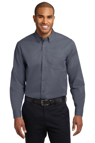 Men's Tall Long Sleeve Easy Care Button-Down Shirt by Port Authority – Cotton,Steel,Stone, Steel Grey/Light Stone, Model TLS608