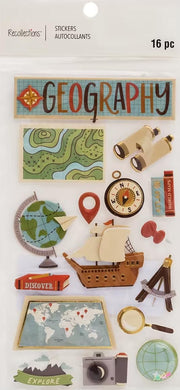 Recollections Geography 16 pc Stickers Globe Explore Discover Map by Generic – Model 668221