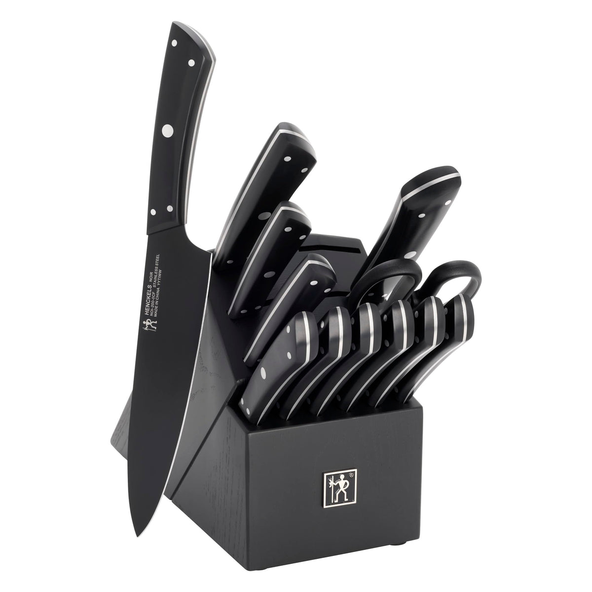 Noir 13 piece Black Knife Block Set by HENCKELS – 13-pc, Stainless Steel, Black, Pack of 13, Model 1035098
