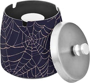 Spider Web Pattern Splash Ashtray with Lid, Outdoor Ashtrays for Patio