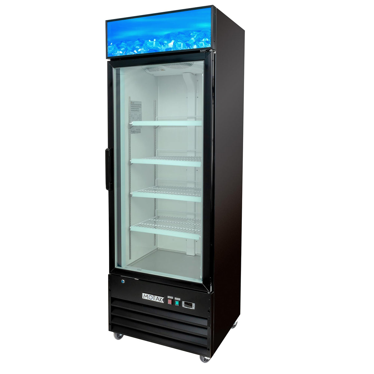 27 1/8" One Section Display Freezer by MOTAK – 30.31x30.71x87.01, In Description, Black, Model MGD-1DF-27-X