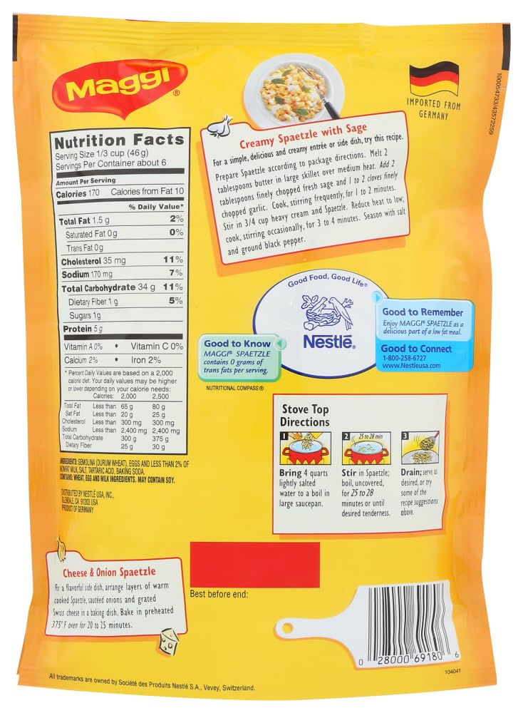 Spaetzle, Authentic German Dumplings, 10.5 oz ( 2 Pack ) by Maggi – 10.5 Ounce (Pack of 2), Pack of 2, Model 00005141