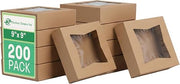 SCT Kraft Window Bakery Boxes, 9 x 9 x 2.5, Brown, Paper, 200/Carton