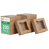 SCT Kraft Window Bakery Boxes by SOUTHERN CHAMPION TRAY – 9" x 9" x 2.5", 202.5 cubic_inches, Paper, Natural Window, Pack of 200