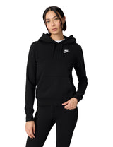 Women's Sportswear Club Fleece Pullover Hoodie by Nike – Small, Cotton Blend, Black/White, Model DQ5793