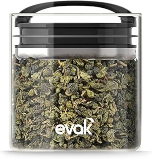 Prepara Evak Compact Glass Food Storage, Small, Black | Borosilicate Glass Container Vacuum Seal Lid & Black Handle, Odor & BPA-Free, Ideal for Coffee, Tea, Pantry Dry Goods