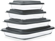 M MCIRCO Glass Baking Dish Set, 8 Piece with Lids, Gray