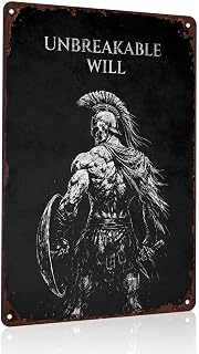 Unbreakable Will Spartan Warrior Vintage Metal Wall Art Signs 8X12 Inch