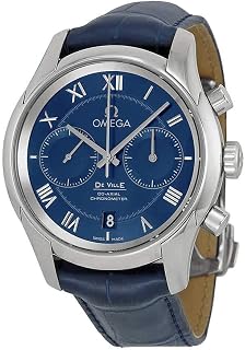 Omega De Ville Blue Dial Blue Leather Men's Watch 43113425103001