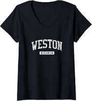 Womens Weston WI J03 Vintage Athletic Sports Design V-Neck T-Shirt